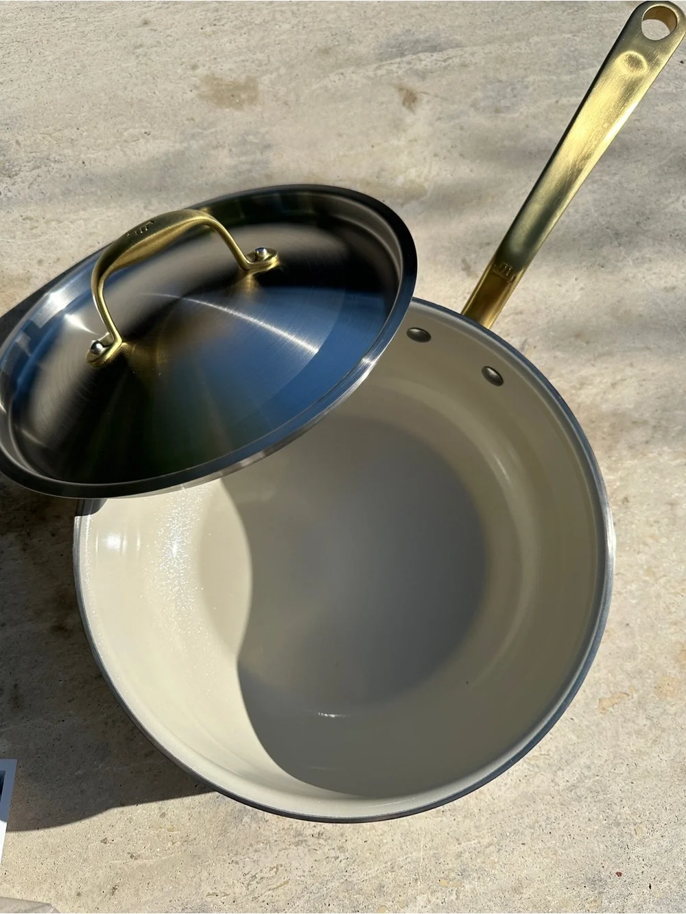 Brand New Made In Ceramic Saucier – 3 Quart Antique Brass